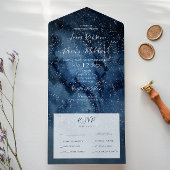 Celestial Night Sky | Zilverzegel en verzend All In One Uitnodiging