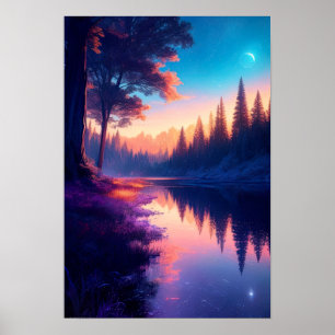 Celestial Nights, Starlit River in de Bossen Poster