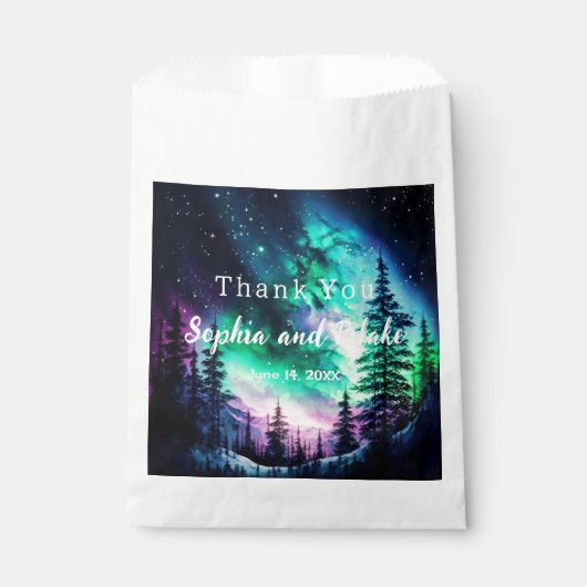 Celestial Northern Lights bruiloft gunst tassen Bedankzakje (Voorkant)