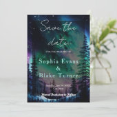 Celestial Northern Lights Bruiloft Save the Date Kaart (Staand voorkant)