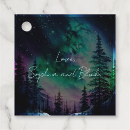 Celestial Northern Lights Gepersonaliseerde bruilo Bedankjes Labels