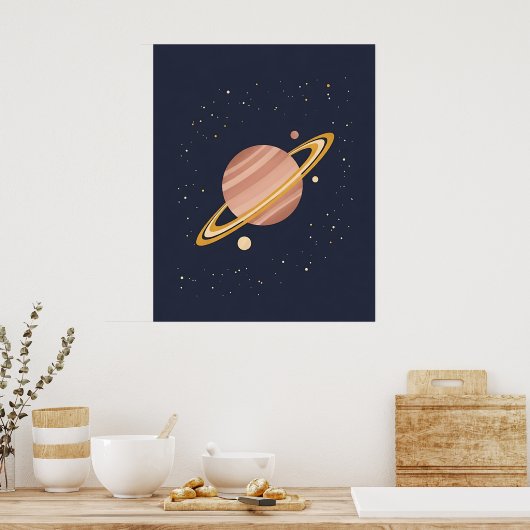 Celestial Nursery Soft Saturn Planet Poster (Keuken)