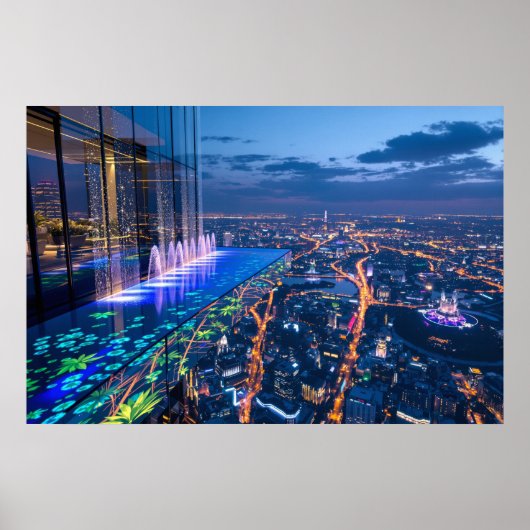 Celestial Oasis: Where City Lights Meet Paradise Poster (Voorkant)