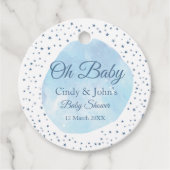Celestial Oh Baby Blue Moon & Stars Baby shower Fa Bedankjes Labels (Voorkant)