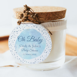 Celestial Oh Baby Blue Moon & Stars Baby shower Fa Bedankjes Labels