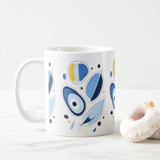Celestial Orb Odyssey Abstract Koffiemok (Met donut)