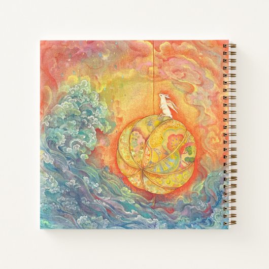 Celestial Orb: Winged Hare on Silken Brocade Notitieboek (Achterkant)