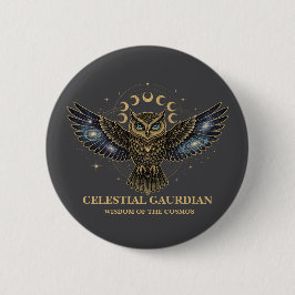 Celestial Owl Cosmic Guardian Ronde Button 5,7 Cm