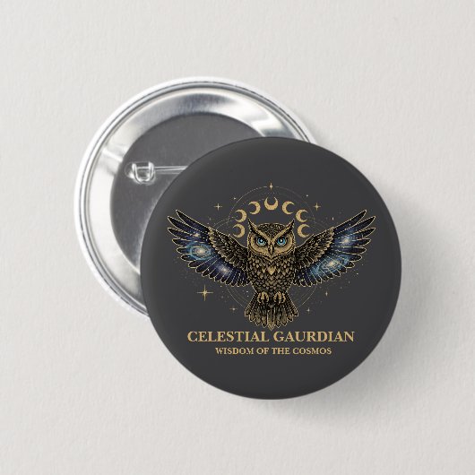 Celestial Owl Cosmic Guardian Ronde Button 5,7 Cm (Voorkant /achterkant)