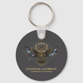 Celestial Owl Cosmic Guardian Sleutelhanger