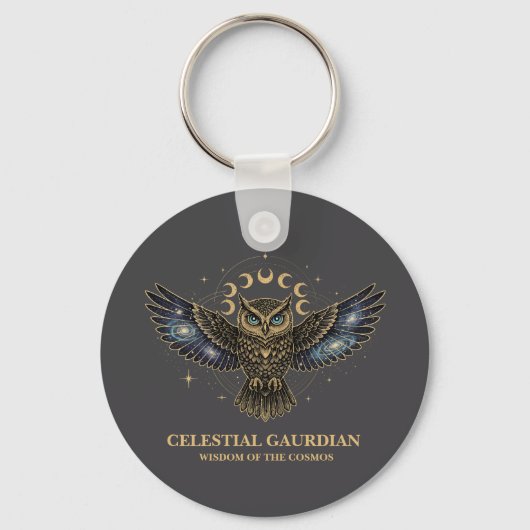 Celestial Owl Cosmic Guardian Sleutelhanger (Voorkant)