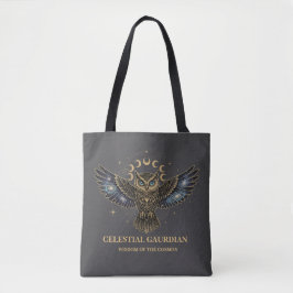Celestial Owl Cosmic Guardian Tote Bag