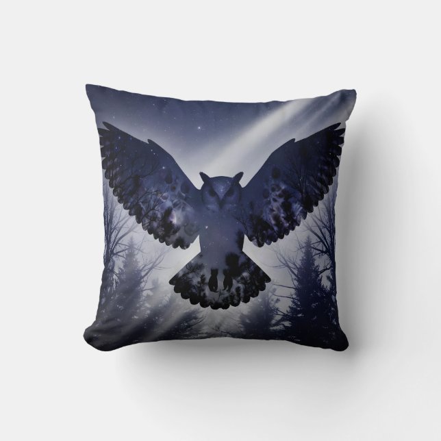 Celestial Owl Dubbele Belichting – x2 Kussen (Voorkant)