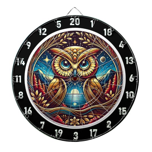Celestial Owl Glow Dartboard Design Dartbord (Voorkant)