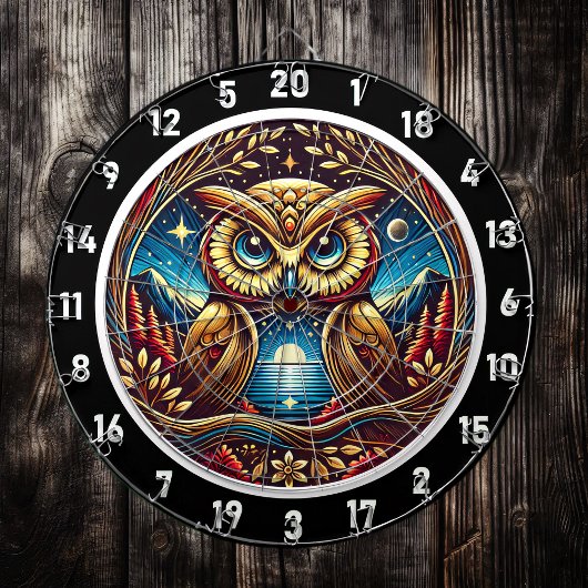 Celestial Owl Glow Dartboard Design Dartbord