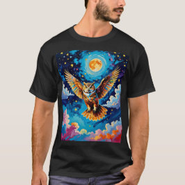Celestial Owl in Starry Skies T-shirt
