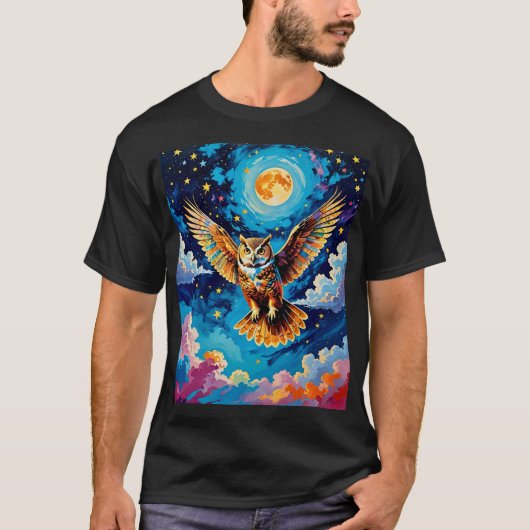 Celestial Owl in Starry Skies T-shirt (Voorkant)