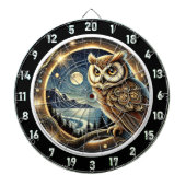 Celestial Owl Nightscape Art Dartbord (Voorkant)