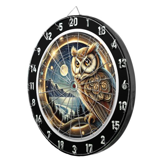 Celestial Owl Nightscape Art Dartbord (Voorkant Rechts)