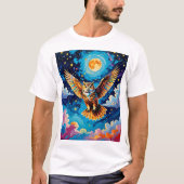 Celestial Owl T-shirt Fantasy Sky Art (Voorkant)