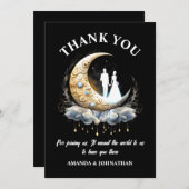 Celestial paar silhouet halve maan sterrennacht bedankkaart (Voorkant / Achterkant)