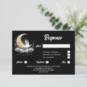 Celestial paar silhouet luna maan nacht hemel RSVP kaartje (Staand voorkant)