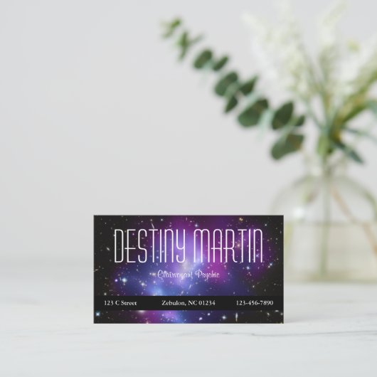 Celestial Paars Galaxy Cluster Space Foto Visitekaartje (Staand voorkant)