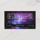 Celestial Paars Galaxy Cluster Space Foto Visitekaartje (Voorkant)