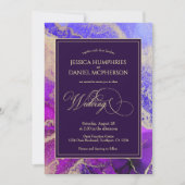Celestial Paars Gold Moody Wedding Invitation Kaart (Voorkant)