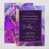 Celestial Paars Gold Moody Wedding Invitation Kaart (Voorkant / Achterkant)
