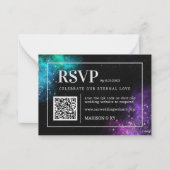 Celestial Paarse Blauwgroen Nebula Stars Wedding R Notitiekaartje (Voorkant)