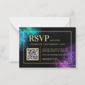 Celestial Paarse Blauwgroen Nebula Stars Wedding R Notitiekaartje (Voorkant)