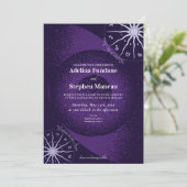 Celestial Paarse Mystieke Horoscoop Wiel Bruiloft Kaart (Staand voorkant)