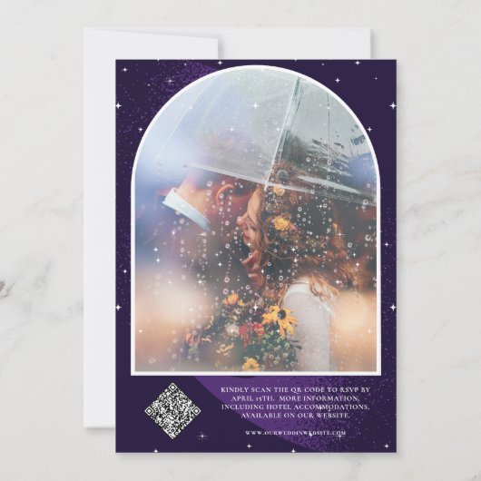 Celestial Paarse Mystieke Horoscoop Wiel Bruiloft Kaart (Achterkant)