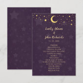 Celestial Paarse Wedding Programma Sterren en Maan (Voorkant / Achterkant)