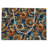 Celestial Paisley Pattern Navy blauw, Sinaasappel, Groot Cadeauzakje (Achterkant)