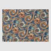 Celestial Paisley Pattern Navy blauw, Sinaasappel, Tissuepapier (Voorkant)