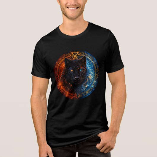 Celestial Panther – Fire and Ice Mandala Art Tri-Blend Shirt (Voorkant)