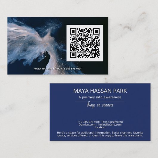 Celestial Passage | Winged Angel QR-code Visitekaartje (Voorkant / Achterkant)