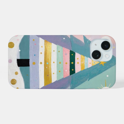 Celestial Pastel Christmas Tree iPhone 15 Case (Achterkant horizontaal)