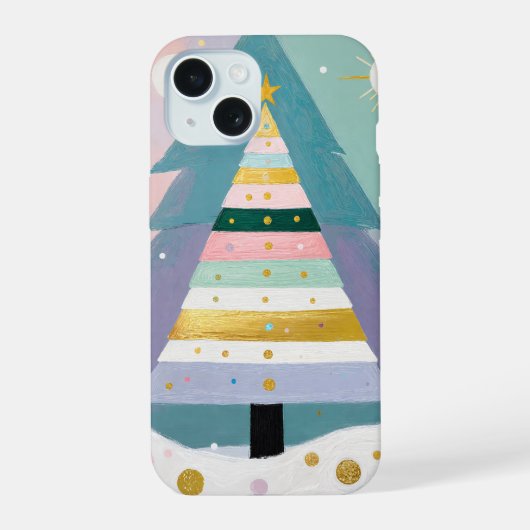 Celestial Pastel Christmas Tree iPhone 15 Case (Achterkant)