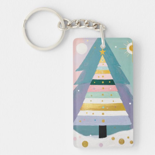 Celestial Pastel Christmas Tree Sleutelhanger (Voorkant)