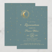 Celestial Pastel Gold Stars Quinceanera Kaart (Voorkant / Achterkant)