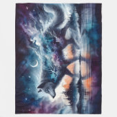 Celestial Pathways: The Moonwalker of Dusk Fleece Deken (Voorkant)