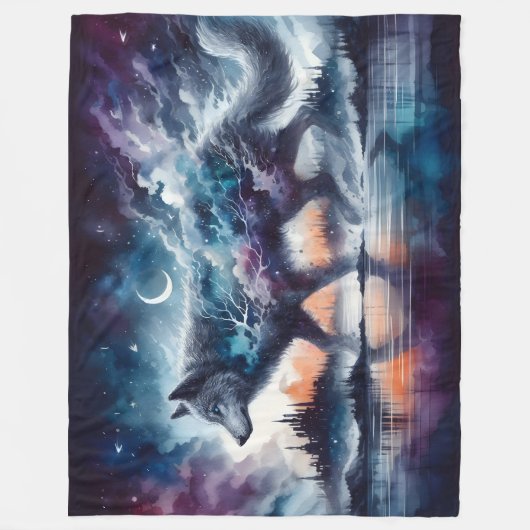 Celestial Pathways: The Moonwalker of Dusk Fleece Deken (Voorkant)