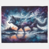 Celestial Pathways: The Moonwalker of Dusk Fleece Deken (Voorkant (Horizontaal))