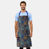 Celestial Pattern in Blue & Gold Hostess Apron Schort (Gedragen)