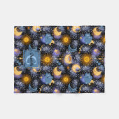 Celestial Pattern Moon Stars Sun Monogram Baby Fleece Deken (Voorkant (Horizontaal))