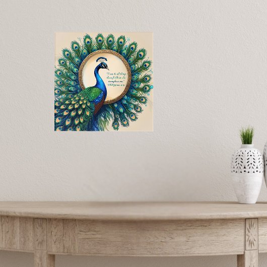 Celestial Peacock Bloom Bible Verse Poster