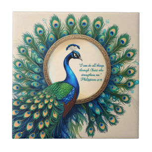 Celestial Peacock Bloom Bible Verse Tegeltje